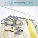 Tonswachic Kids Velvet Hangers 30 Pack - 14 Inch Premium Non Slip Kids Felt Hanger for Clothes - Ultra Thin Baby Felt Hangers for Youth Childrens' Closet with 10 Hanger Clips - Gray