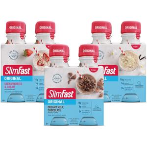 SlimFast Meal Replacement Shake, Protein Drink for Meal Support, Fan Favorites Variety Pack, Original RTD,11 Fl. Oz Bottles, 12 Count (Packaging May Vary) Best By: 02/13/2026