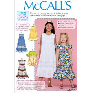 McCall's Patterns Children's/Girls' Sleeveless and Ruffle Sleeve Empire-Waist Dresses