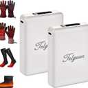 Telguua Rechargeable Battery Pack Replacement for Heated Gloves,Huge Capacity Dual Charger Spare Battery for Electric Heated Gloves,-2PC(Spare/Backup/Extra Battery) (White)