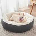 30 inches Donut Dog Bed for Medium Dogs,Calming Round Pet Bed with Removable & Washable Cover,Plush Faux Fur & Corduroy, Fits up to 30 lbs Pets(Dark Grey,Medium)