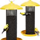 Kingsyard 2 Pack Metal Mesh Tube Bird Feeders for Outdoor Hanging, Finch Bird Feeder for Nyjer/Thistle Seed, 2.5 lbs Large Capacity (Yellow)