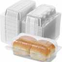 100pcs Disposable Locking Hot Dog Trays, Plastic Premium Food Container, Clear Food Presentation Boats for Takeout and To-Go Meals, Small Containers, 6.5"x2.5"x3.7"