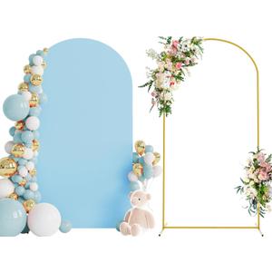 Wokceer 7.2 FT Wedding Arch Backdrop Stand and Arch Cover Metal Arch Stand with Arch Stand Cover for Birthday Party Wedding Ceremony Bridal Baby Shower Event Decor (Blue)