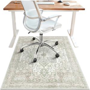 36"x48" Office Chair Mat for Hardwood Tile Floor, Under Desk Carpet Protector for Rolling Computer Chair Mat, Machine Washable Area Rug, Anti-Slip 1/5" Thick Low Pile Thin Vinyl Floor Mat, Mint