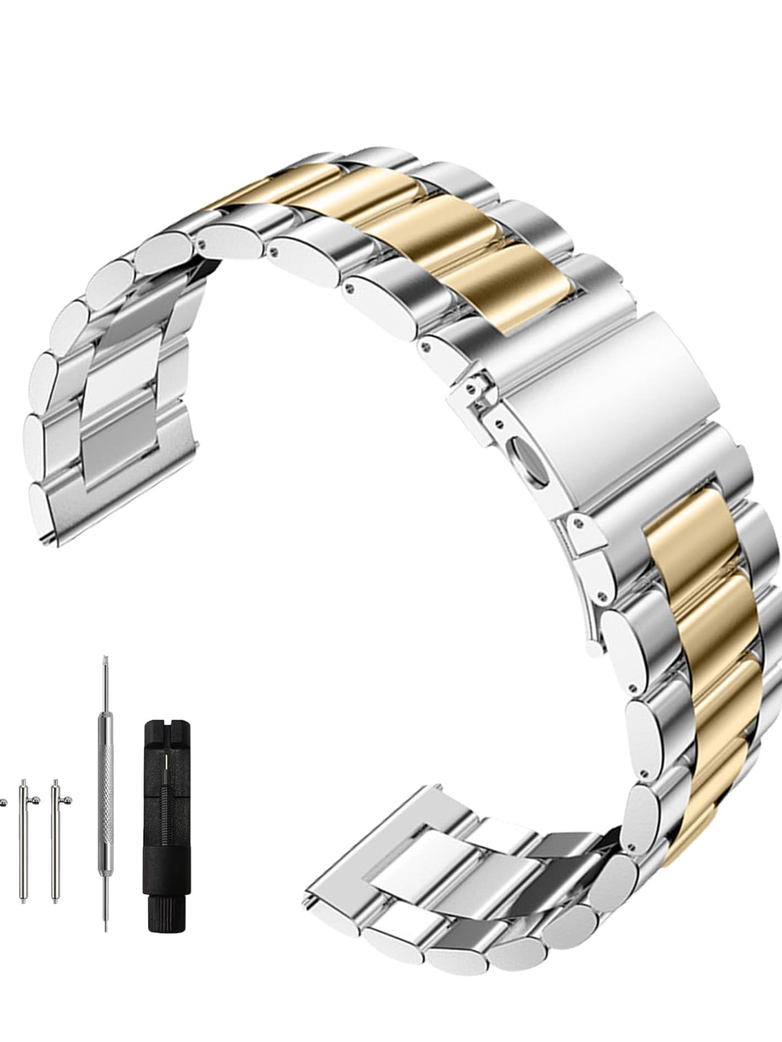 Quick Release Stainless Steel Watch Band Matte Brushed Metal Watchband 14mm 16mm 18mm 20mm 22mm 24mm Universal Solid Stainless Steel Metal Smartwatch Bracelet Replacement Band for Men Women