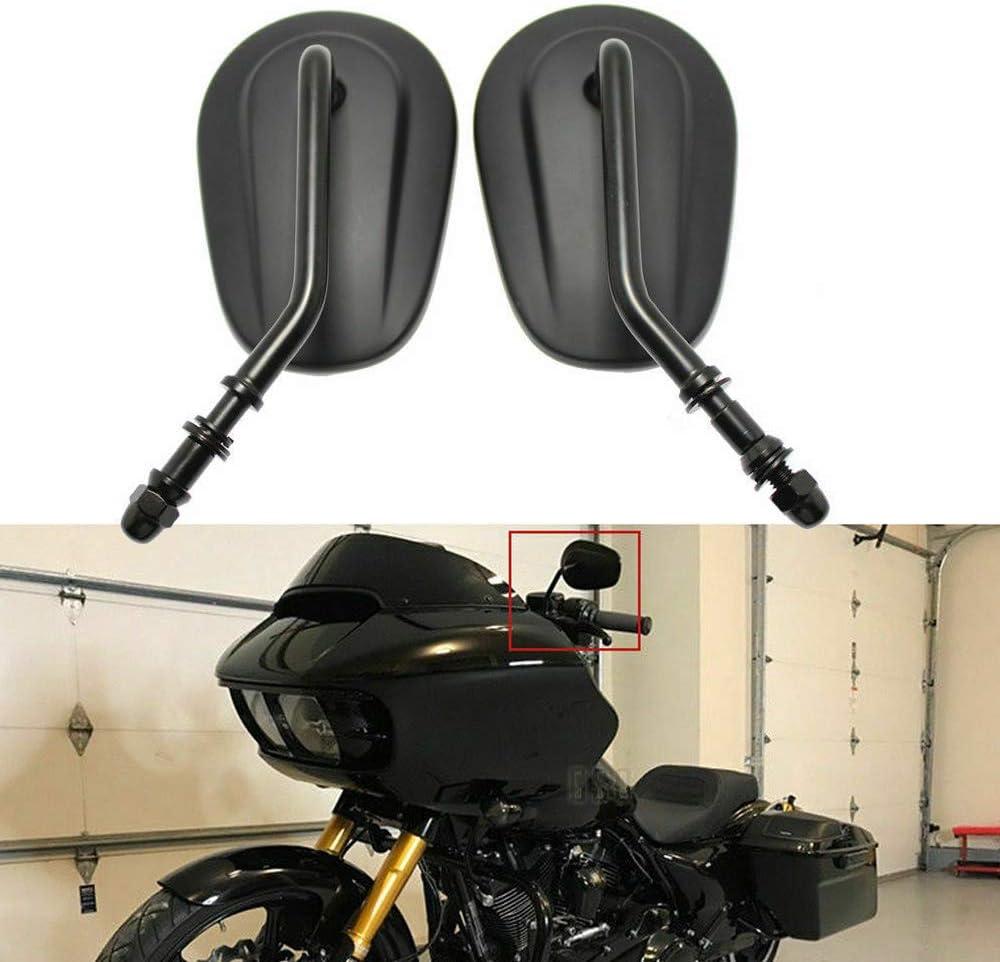 8mm Tapered Motorcycle Teardrop Rearview Short Stem Side Mirrors Replacement For Harley Road King Street Electra Glide Road Glide Dyna Softail Rearview 1982-2018 2019 2020 (Black)