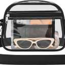 Clear Bag for Stadium Events Mini Small Clear Purse Stadium Bag for Concert Sport Work(Black-Old)