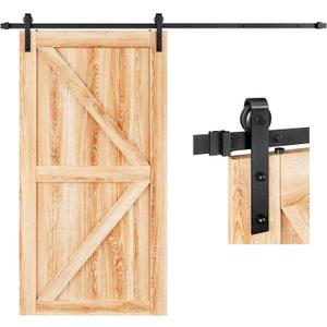 EaseLife 8 FT Sliding Barn Door Hardware Track Kit,Basic J Pulley,Slide Smoothly Quietly,Easy Install (8FT Track Kit for 40"~48" Wide Single Door)
