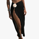 Verdusa Women's Beach Vacation Clothes Sarong Pareo Crochet Swimsuit Cover Ups Skirts Black Medium