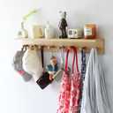 Wall Mounted Coat Rack with Shelf Hooks, 4 Hooks,Coat Hanger Wall Mount,Wall Hooks for Hangering Coats,Command Hooks Alternative Coat Hooks Wall Mounted, Set of 2 (Oak Color)