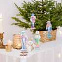 PRETYZOOM 4pcs Christmas Nutcracker Ornaments, 5 Inch Wooden Nutcracker Hanging Pendants, Holiday Soldiers Keepsake, Christmas Party Decoration