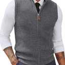 PJ PAUL JONES Men's Sweater Vests Slim Fit Twill Textured Full Zip Sleeveless Vests Casual Outwear XL