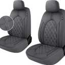 YGL Luxury PU Leather Car Seat Covers Front Set, Non-Slip Seat Cover Protectors, Universal Fit for Cars, Trucks, SUVs, Vans, Pickups, Airbag Compatible, Seat Covers for Car Interior (Gray)