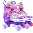 Sowume Adjustable Roller Skates for Girls and Women, All 8 Wheels of Girl's Skates Shine, Safe and Fun Illuminating for Kids Size S (10-13) USA