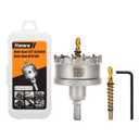 Henvo Hole Saw 2-3/8" (60mm) Heavy Duty Carbide with 2 Pilot Drill Bits - Metal Hole Cutter Cuts Stainless Steel, Iron, Copper, Brass, Plastic