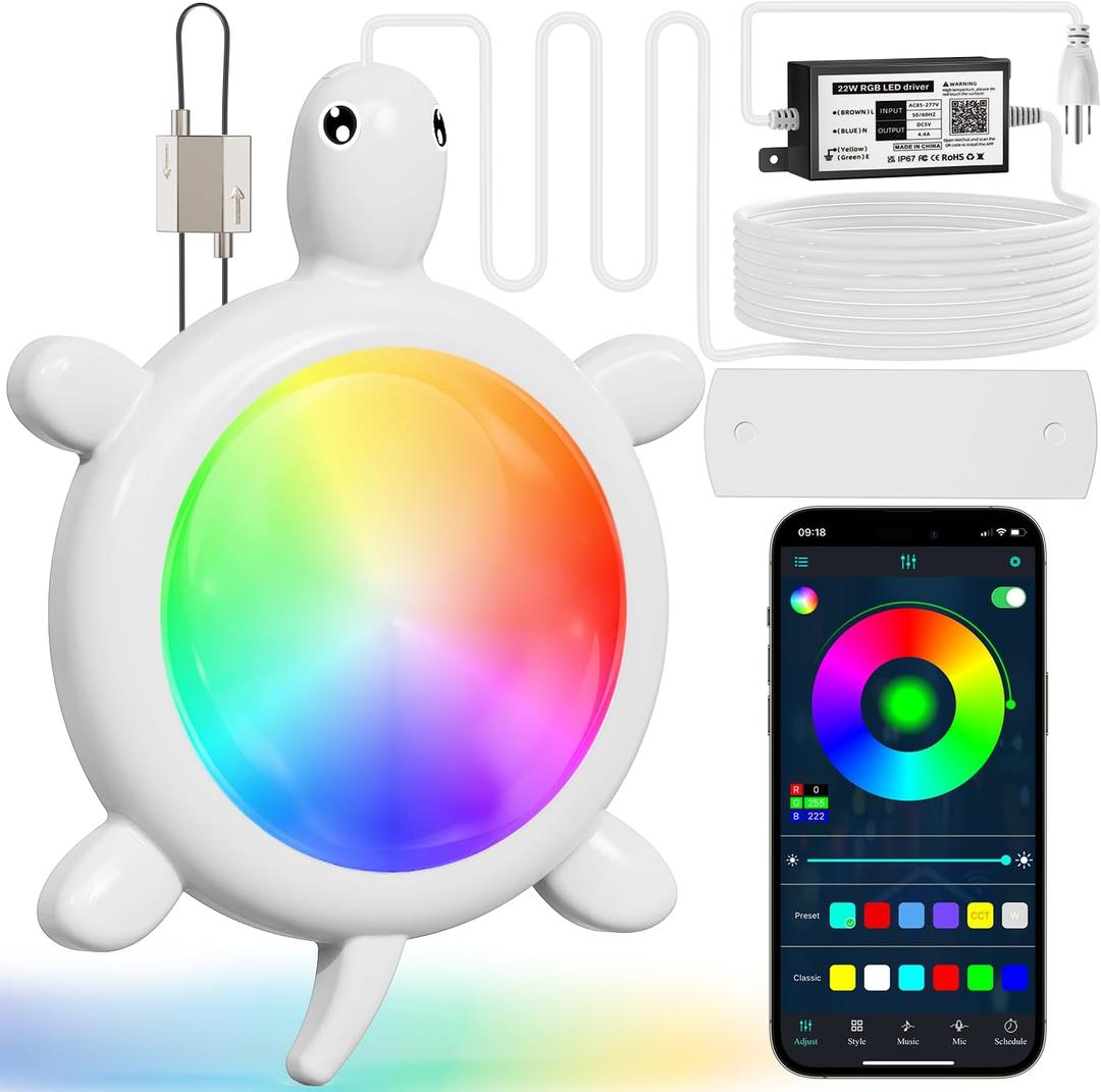 PRIORARE 22W Submersible Pool Lights, 5V Underwater Pool Light for Above Ground Inground Swimming Pools with APP Control Magnetic Led Pool Lights RGB Dimmable Timer IP68 Waterproof Music Sync (White)