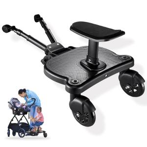 Universal Stroller Board with Detachable Seat - 2 in 1 Sit and Stand Stroller Standing Board for Most Brands of Strollers Holds Children up to 55lbs
