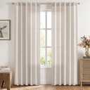 MIULEE Faux Linen Curtains 84 Inch Length 2 Panels Natural Beige Semi Sheer Curtain with Back Tab Rod Pocket, Light Filtering Window Privacy Burlap Drapes for Living Room Bedroom 42W x 84L