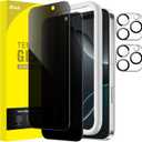 JETech Privacy Screen Protector for iPhone 16 Pro 6.3-Inch with Camera Lens Protector, Anti-Spy Tempered Glass Film, Easy Installation Tool, 2-Pack Each