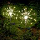 Anordsem Solar Lights Outdoor Waterproof: Garden Light Solar Powered for Yard Outside - Sparkler Fireworks Twinkle Lighting Path Decor 2 Pack - LED Starburst Gardening Gifts for Women Mom Wife (Warm White)
