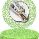 AHHFSMEI Paper Braided Round Placemats Set of 8 Natural Non-Slip Heat Resistant Table Mats for Dining Tables Woven Indoor Outdoor Place mats(Light Green,8)