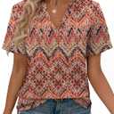 WEESO Womens T Shirts Summer Blouses Dressy Casual V Neck Tops Hawaiian Shorts Sleeve Vacation Outfits Dressy Fahion Travel Clothes Trendy Basic Tee M (M)
