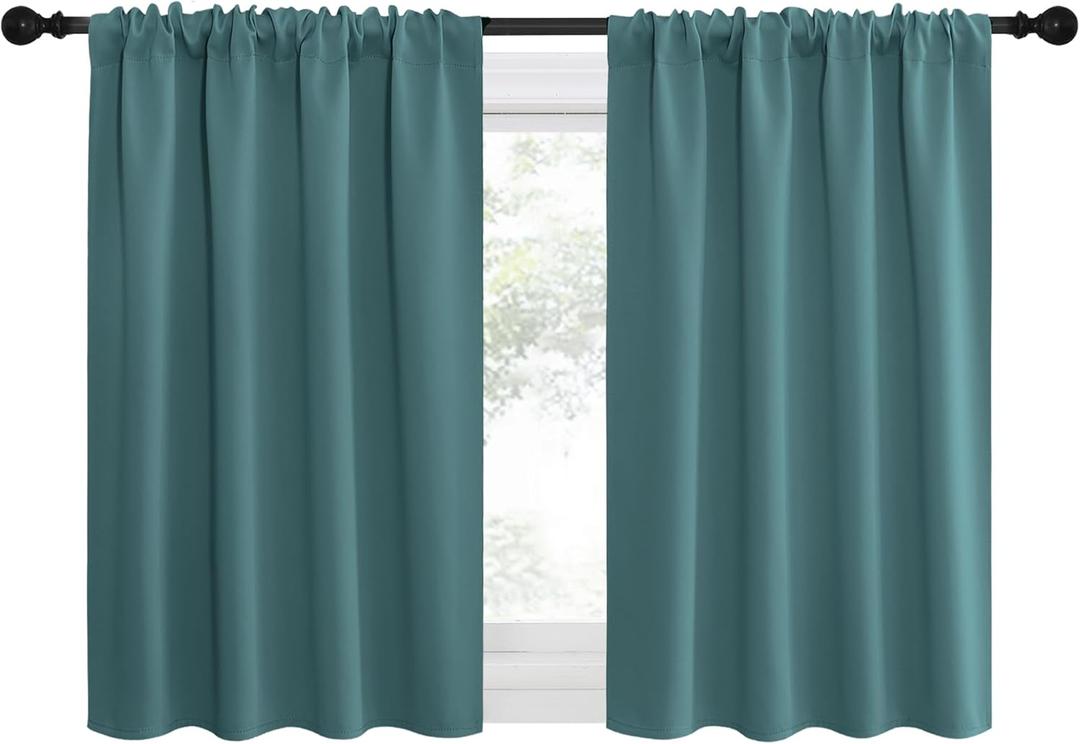 NICETOWN Blackout Curtains for RV Windows, Sea Teal, 29" by 20", 2 Panels, Room Darkening Window Curtain Panels, Easy-Care Solid Thermal Insulated Draperies/Drapes for Daughter Room