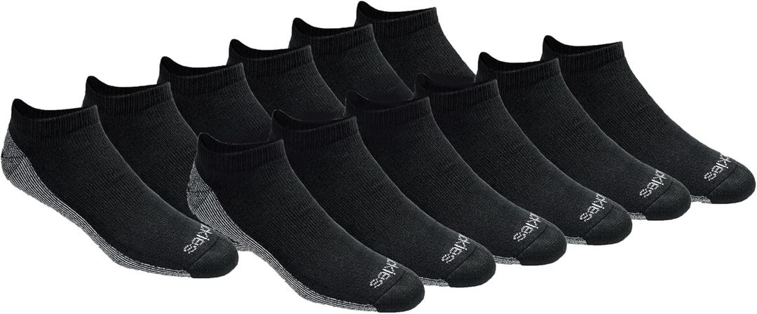Dickies Men's Dri-Tech Moisture Control No Show/ Low Cut Socks, Black (12 Pairs), X-Large