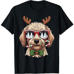 Goldendoodle Christmas Reindeer Holiday Dog Lover Xmas T-Shirt, Size Large