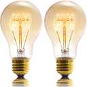 A19 40 Watt Incandescent Light Bulbs,A60 Vintage Style Edison Bulbs E26,Soft Yellow Light Bulbs,Amber Bulbs,Retro Light Bulb Old Fashioned,Dimmable Edison Bulb Squirrel Cage 2 Pack