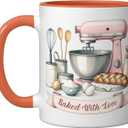 Baker Women Mom Wife Funny Baking Humor Bake Love Mama Girl Ceramic Mug, Orange/White