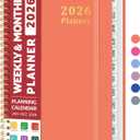 5 x 2026 Planner, Weekly and Monthly Calendar Planner, January 2026 - December 2026, Hardcover 2026 Calendar Book with Tabs For Women & Men, Inner Pocket, Spiral Bound, Perfect for Office Home School Supplies - A5 (6.3" x 8.5"), Coral