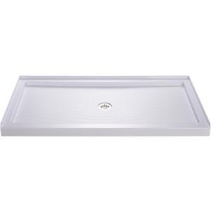 DreamLine SlimLine 34 in. D x 60 in. W x 2 3/4 in. H Center Drain Single Threshold Shower Base in White, DLT-1134600
