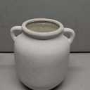 hjn Matte White Ceramic Jug Vase with Handles - Farmhouse Nordic Style Vase for Dried Fresh Flowers, Living Room Tabletop Home Decor (Pitcher-Shaped-8''dx9''h)