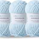 3PCS 3.5oz Chenille Yarn for Blankets Amigurumi: Soft Velvet Baby Yarn Blanket Knitting and Crocheting Bulky 5# Yarn 3 Skeins of 100g (Light Blue)