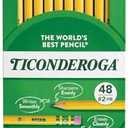 Ticonderoga Wood-Cased Pencils, Unsharpened, 2 HB Soft, Yellow, 48 Count