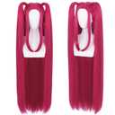 Rose Red Pink Wig with Bangs Long Straight Hot Pink Cosplay Wigs with 2 Ponytails Red Anime Wigs for Singers Cosplay Halloween Costume Outfit Party+Hair Cap