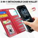 TUCCH 2-in-1 Removable Case Wallet for iPhone 17 Pro (6.3") 2025, Bright Red