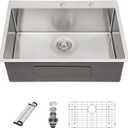 Sarlai 30 Kitchen Sink Drop In - 30 x 22 Inch Topmount Kitchen Sink Stainless Steel 16 Gauge Deep Single Bowl Over Counter Kitchen Sinks Basin