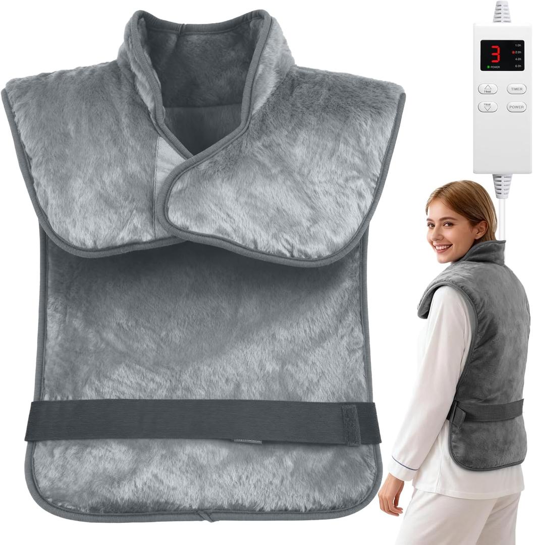 Heating Pad for Neck and Shoulders and Back Pain Relief, 24"x33" Large Heating Pads Christmas Birthday Gifts for Women Men Mom Elderly, Heating Pad for Back Full Body Fast Heat & Washable (Gray)