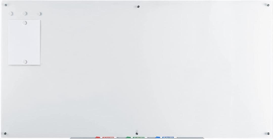 Audio-Visual Direct Magnetic Ultra White Glass Dry-Erase Board Set - 6' x 3' - Includes Magnets, Hardware & Marker Tray