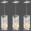 Chrome Pendant Lights Kitchen Island 3 Pack, Mini Crystal Chandeliers, Modern Pendant Lights Ceiling Lighting Fixtures for Kitchen Island, Dinning Room, Bedroom