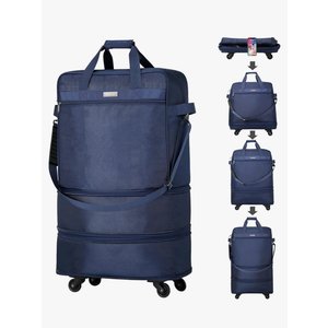 Hanke Suitcases with Wheels Expandable Foldable Luggage Bag Suitcase Collapsible Rolling Travel Bag Duffel Bag for Men Women Lightweight Suitcases without Telescoping Handle, Blue