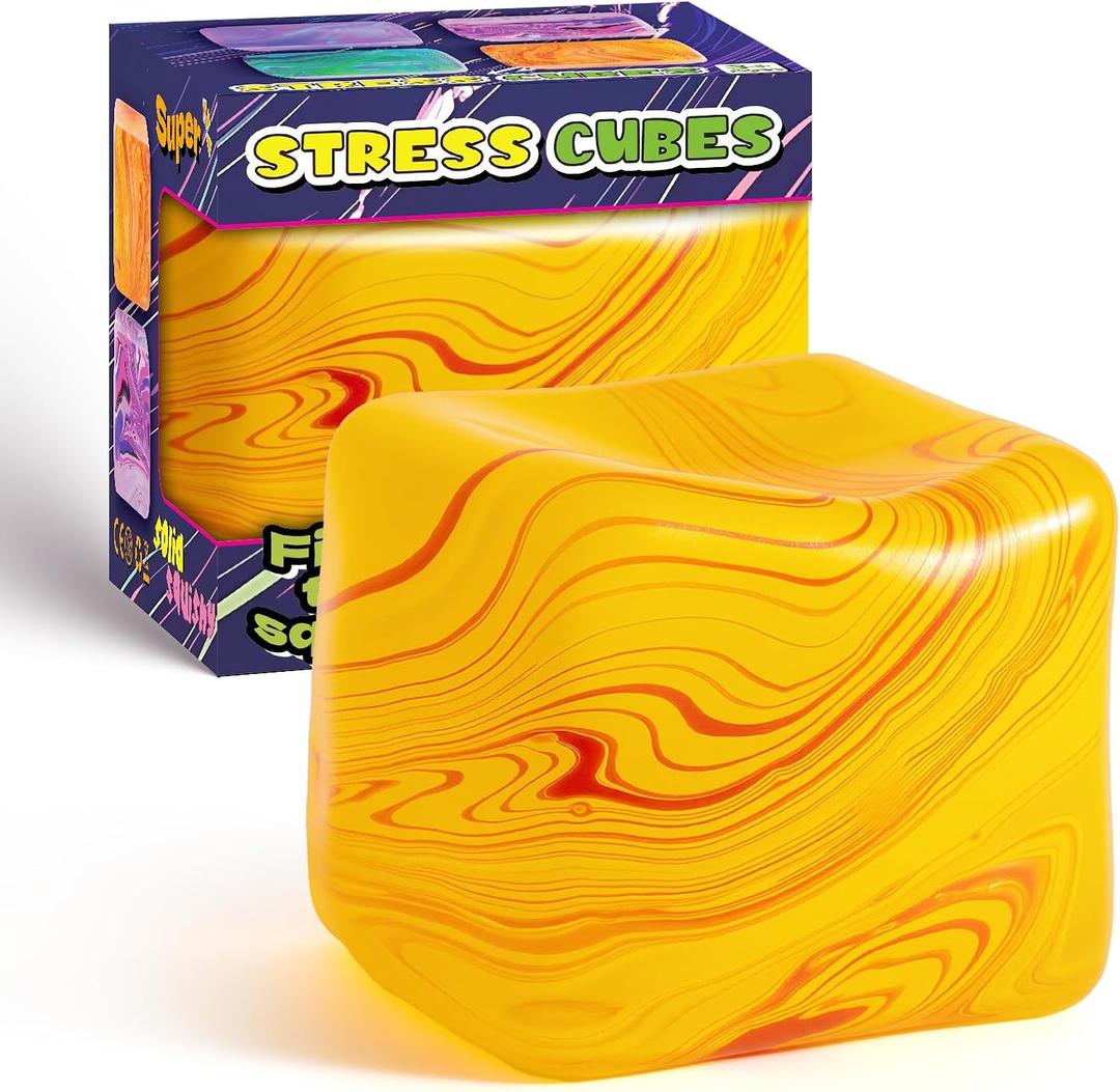 Fidget Toys Squishy Stress Cube, Stress Balls for Adults Kids Squishies Anxiety Relief, Cube Squishy Sensory Toys for Kids Ages 3+, Fidgets for Classroom Prizes Party Favors Toys (Orange)