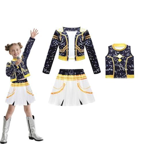 GITRILY Girls Pop Singer Stage Performance Costume, Halloween Cosplay Outfit, Role Play Dress for Kids 110