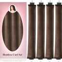 Pack of 2, 4pcs Heatless Blowout Hair Curlers for Long Hair,Jumbo Flexi Rods Soft Overnight Hair Rollers (Brown, Large)