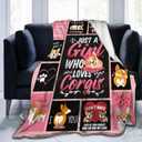 Just a Girl Who Loves Corgis Blanket Gifts for Girls Women Cute Corgi Dog Fleece Blankets Soft Warm Pink Animal Throw Cozy Flannel Plush Stuff Throws for Lovers Kids Adults Bed Bedding Decor 50"x40"
