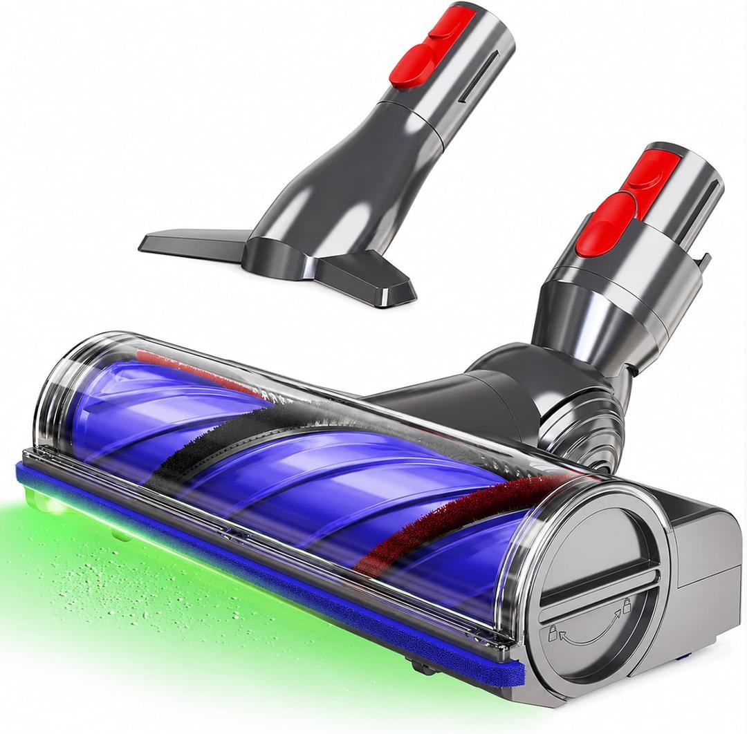 2026 Upgraded Vacuum Head Replacement for Dyson V7/V8/V10/V11/V15/SV10/SV11/SV12/SV14/SV15/SV22(Not for Slim), Quick Release Cordless Vacuum Cleaner Head with LED Light (1 Head+1 Brush Nozzle)
