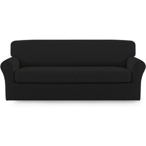Easy-Going 2 Pieces Stretch Couch Sofa Slipcover Washable
Spandex Soft Fitted Sofa Couch Cover for Sofa Furniture Protector with Bottom Kids,Pet Dog Black